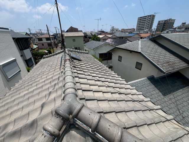瓦屋根全景と棟